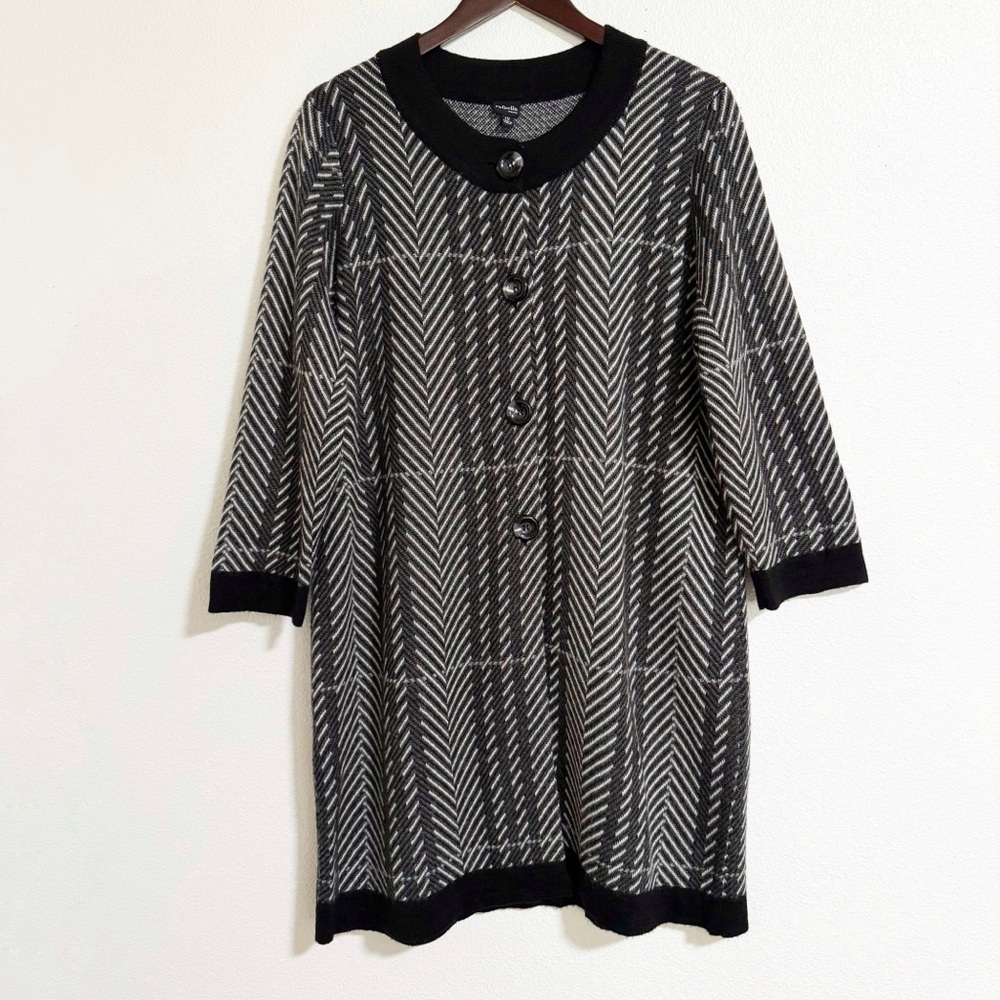 Rafaella Wool Blend Striped Long Line Cardigan 1X